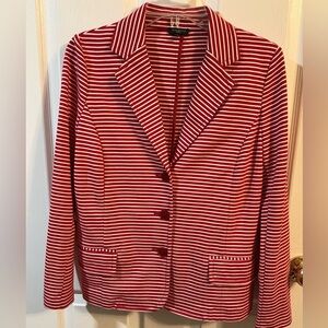 Talbots Women's Red and White Striped Blazer